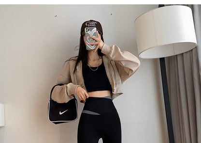 High Waist Two Tone Sports Leggings SpreePicky