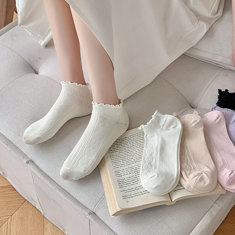 Ruffle Trim Plain Socks SpreePicky