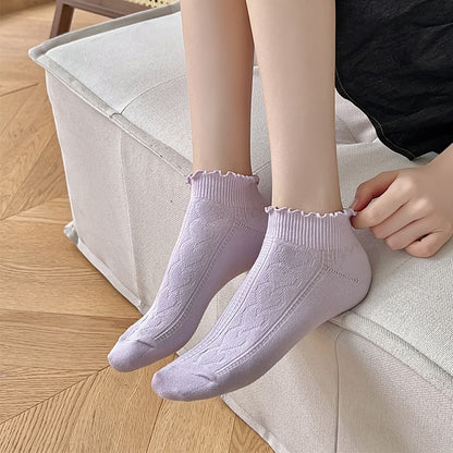 Ruffle Trim Plain Socks SpreePicky