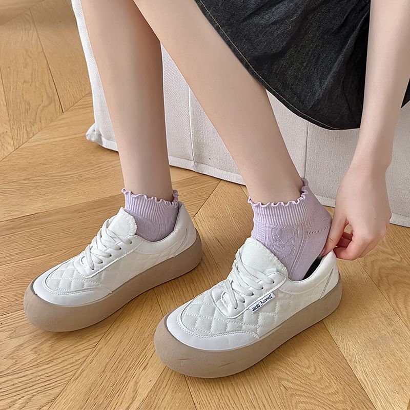 Ruffle Trim Plain Socks SpreePicky