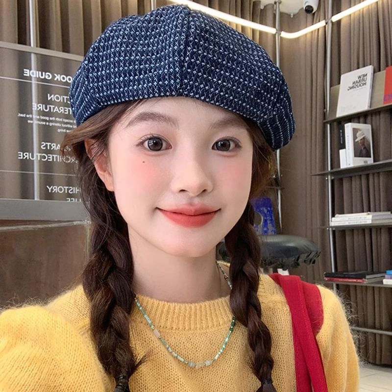 / Denim Newsboy Beret Cap FashionChic