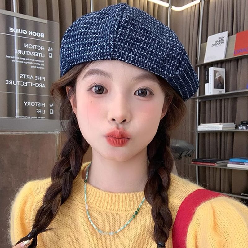 / Denim Newsboy Beret Cap FashionChic