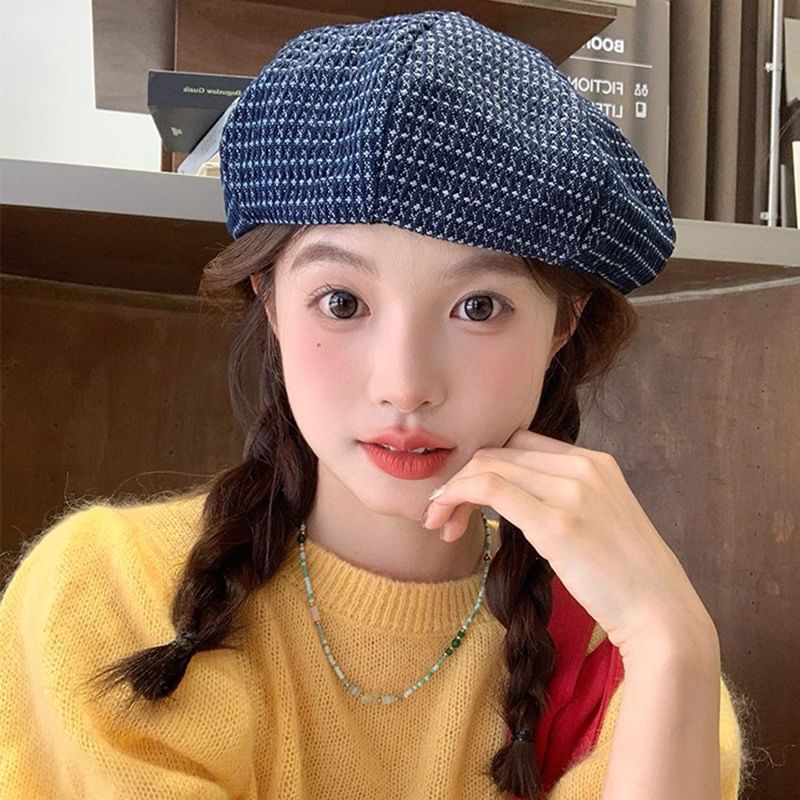 / Denim Newsboy Beret Cap FashionChic