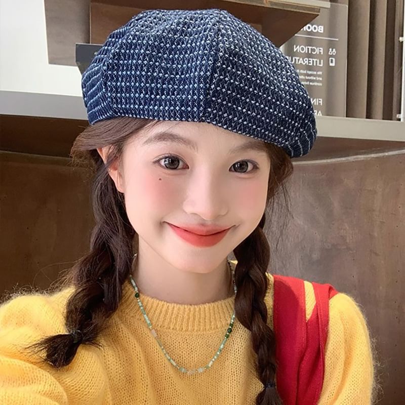/ Denim Newsboy Beret Cap FashionChic