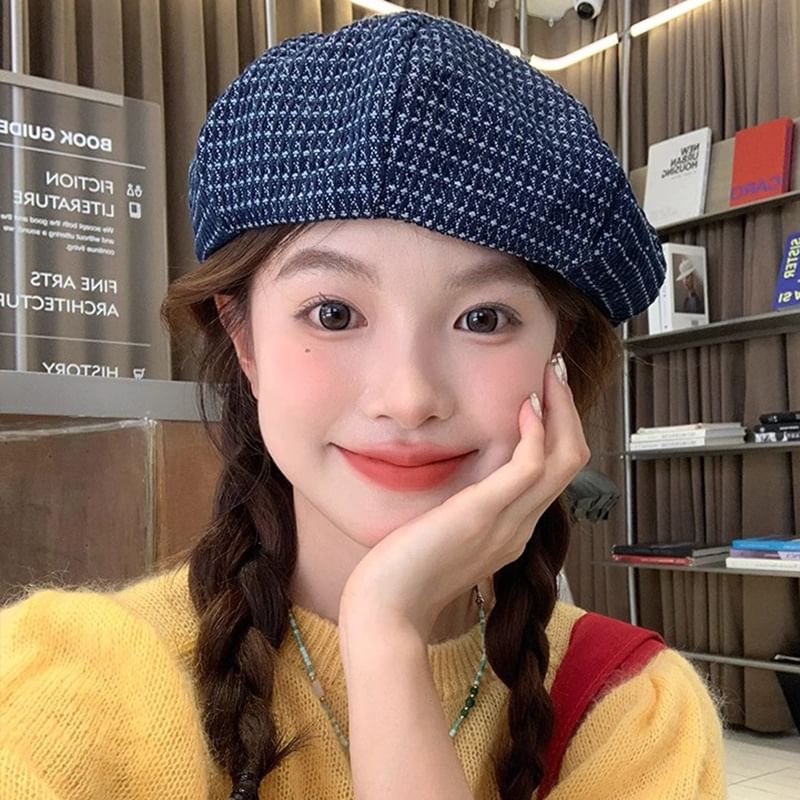 / Denim Newsboy Beret Cap FashionChic