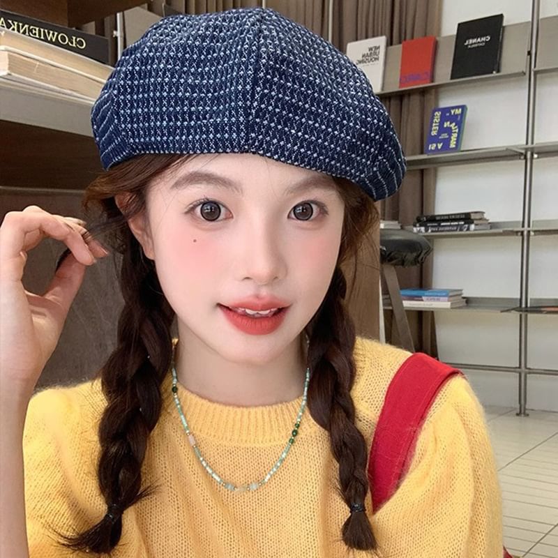 / Denim Newsboy Beret Cap FashionChic