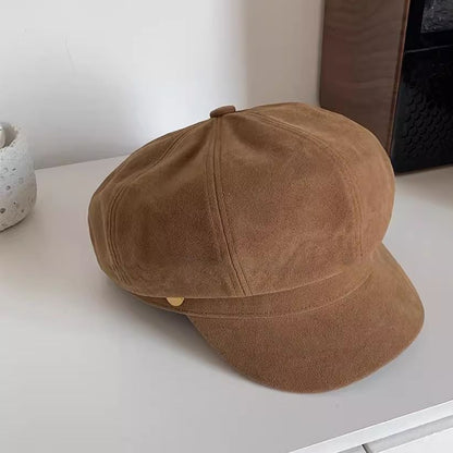 Plain Faux Suede Newsboy Cap SpreePicky