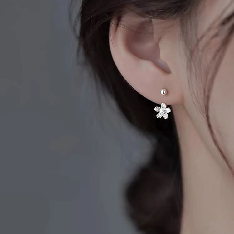 925 Sterling Silver Flower Ear Jacket SpreePicky