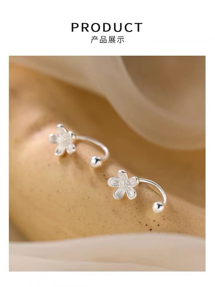 925 Sterling Silver Flower Ear Jacket SpreePicky