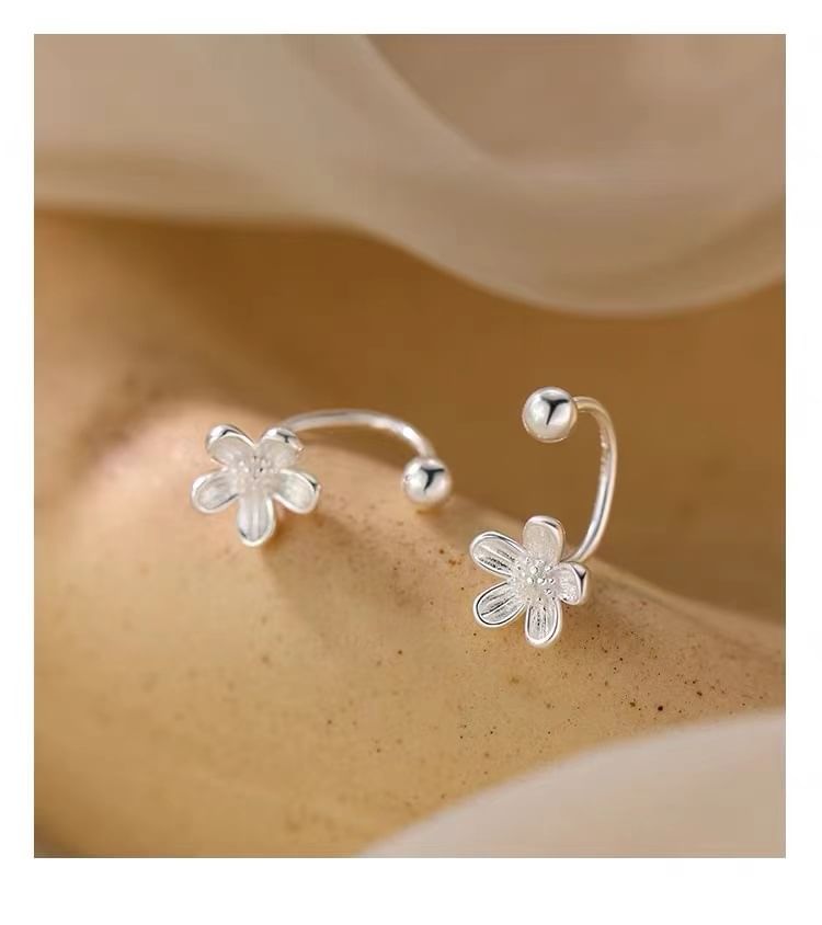 925 Sterling Silver Flower Ear Jacket SpreePicky