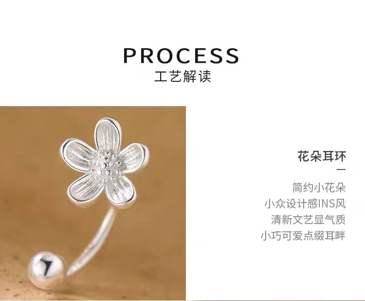 925 Sterling Silver Flower Ear Jacket SpreePicky