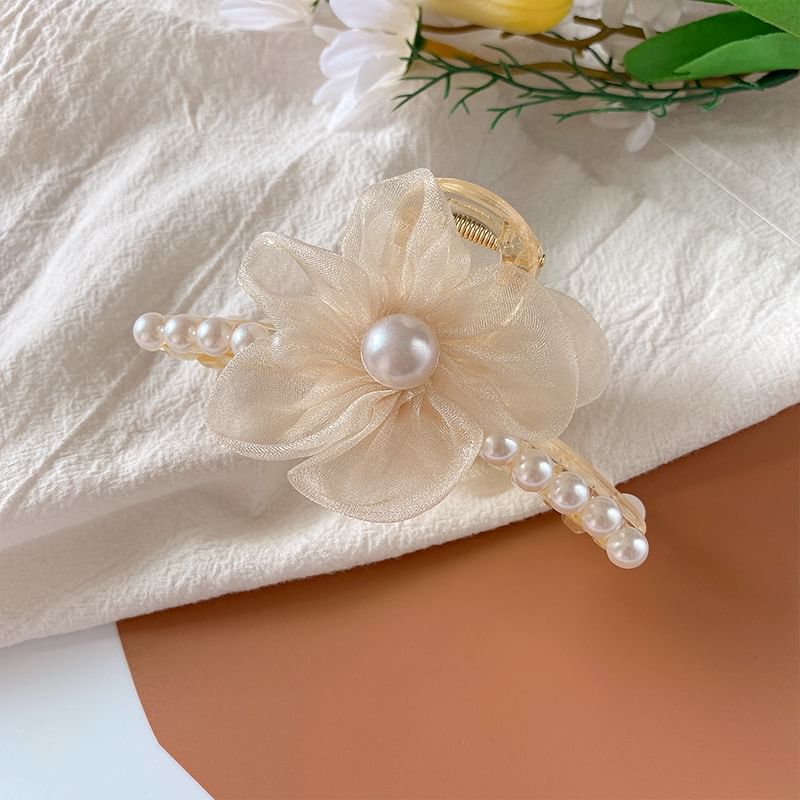 Flower Faux Pearl Hair Claw SpreePicky