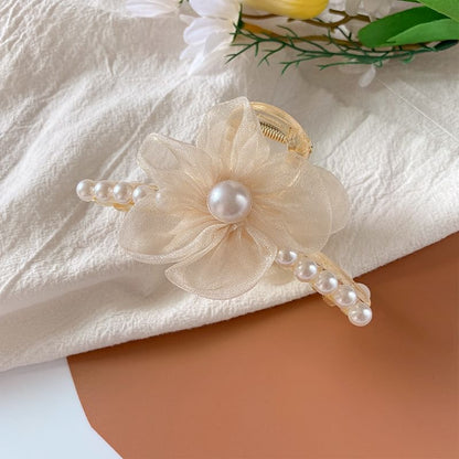 Flower Faux Pearl Hair Claw SpreePicky