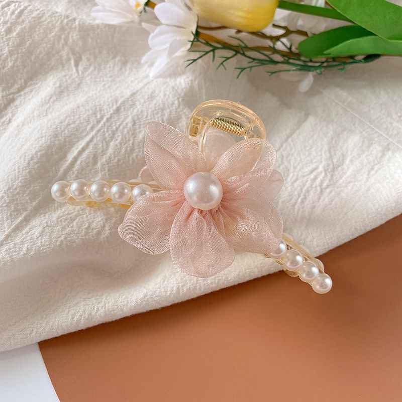 Flower Faux Pearl Hair Claw SpreePicky