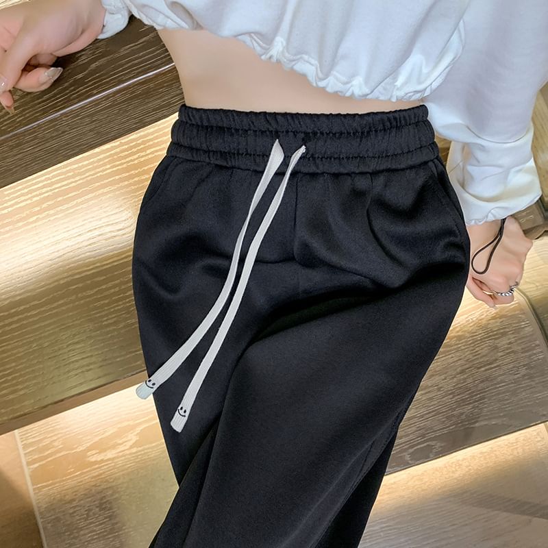 High Rise Plain Striped Loose-Fit Wide-Leg Sweatpants SpreePicky