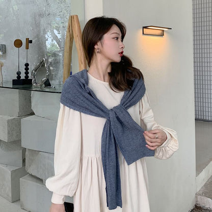 Plain Hooded Knit Scarf SpreePicky