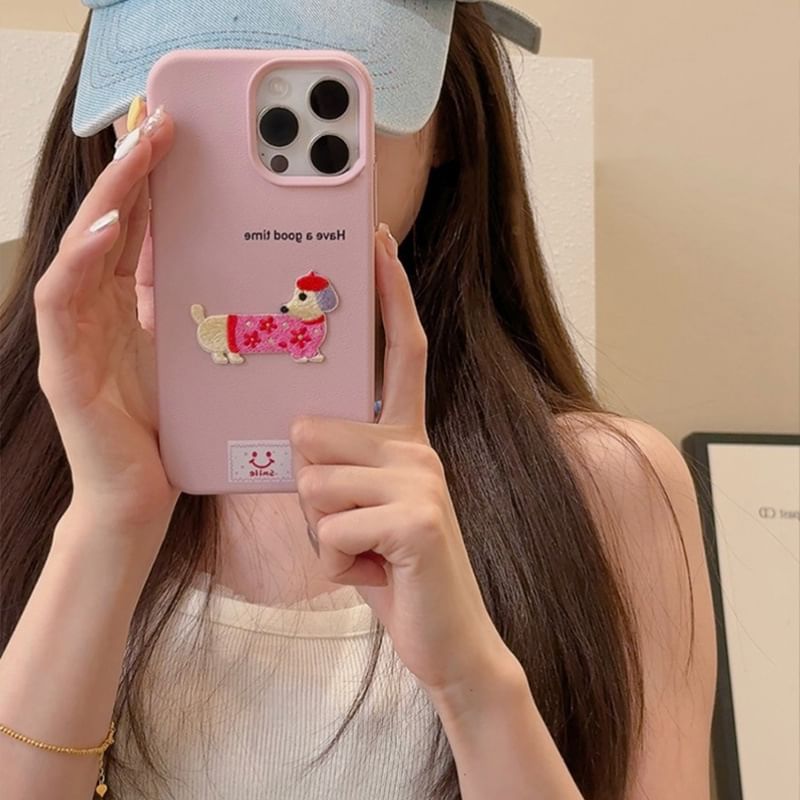 Dog Embroidered Phone Case SpreePicky