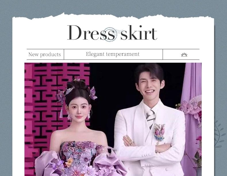 Strapless Floral Sequin Mermaid Evening Gown FashionChic