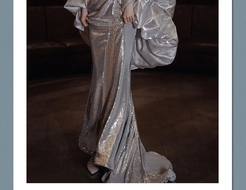 Evening Spaghetti Sequin Mermaid Strap Gown FashionChic