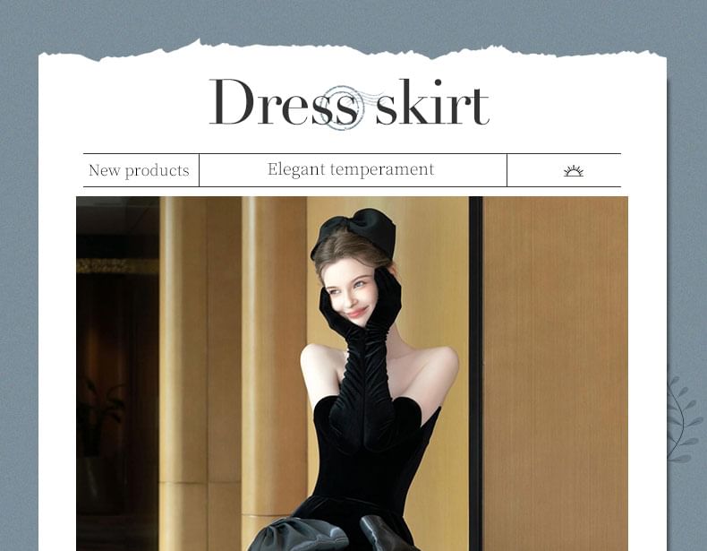 Strapless Plain Bow Sheath Evening Gown SpreePicky