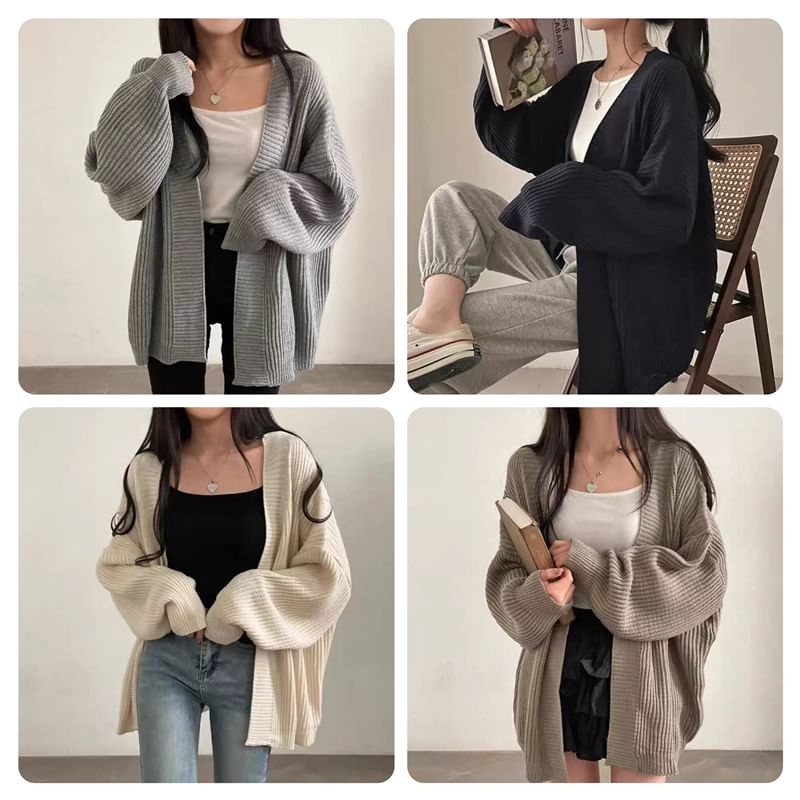 Open-Front Plain Cardigan SpreePicky