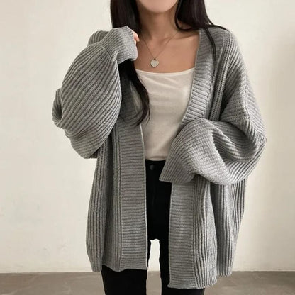 Open-Front Plain Cardigan SpreePicky