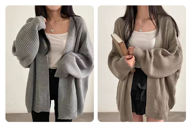 Open-Front Plain Cardigan SpreePicky