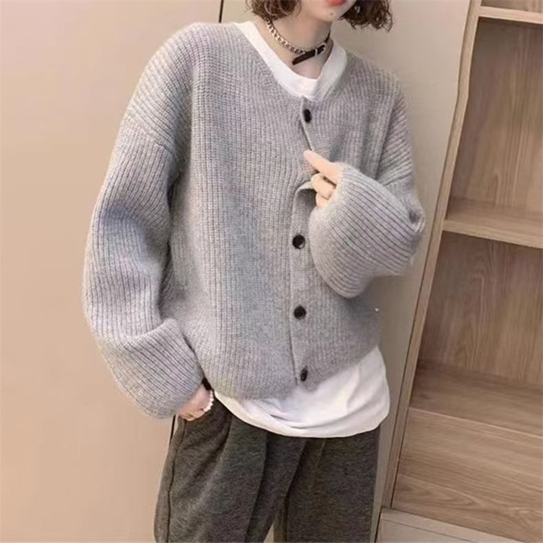 Round-Neck Loose Cardigan SpreePicky