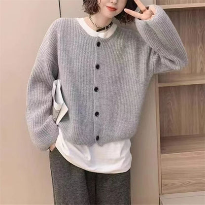 Round-Neck Loose Cardigan SpreePicky