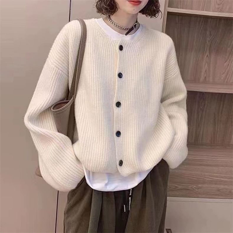 Round-Neck Loose Cardigan SpreePicky