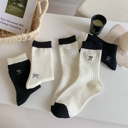 Bowknot Ribbed Crew Socks SpreePicky