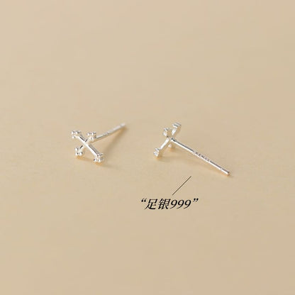 S999 Sterling Silver Cross Stud Earring SpreePicky