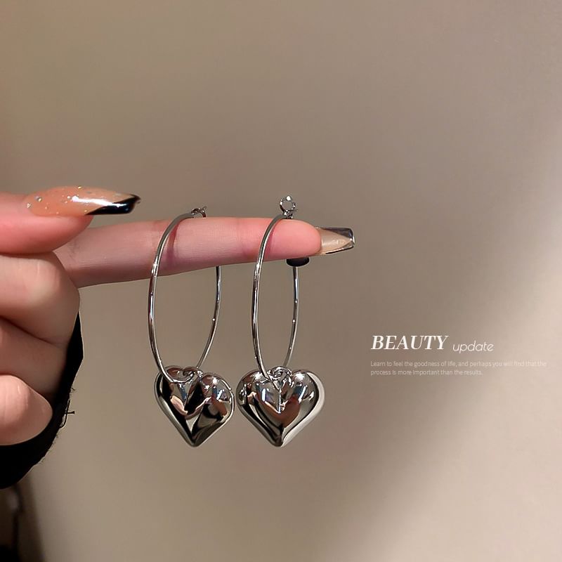 (Various Hoop Dangle Alloy Designs) Heart Earring FashionChic