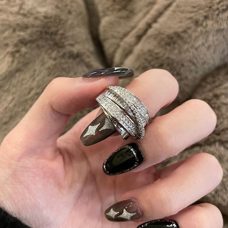 (Various Designs) Alloy Rhinestone Open Ring FashionChic