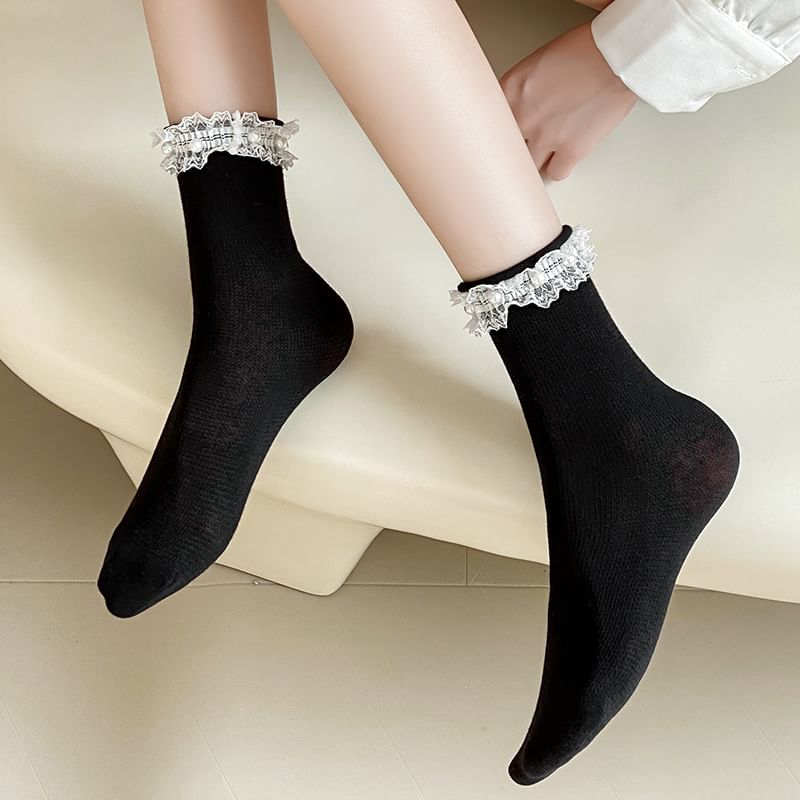 Lace Ruffle Trim Socks SpreePicky