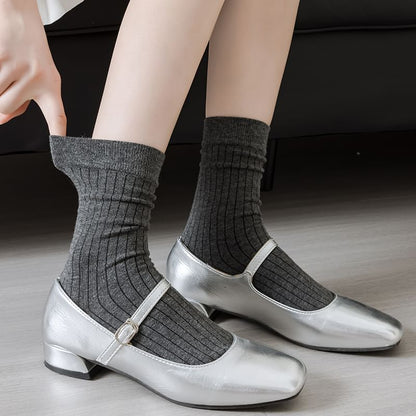 Plain Ribbed Crew Socks SpreePicky