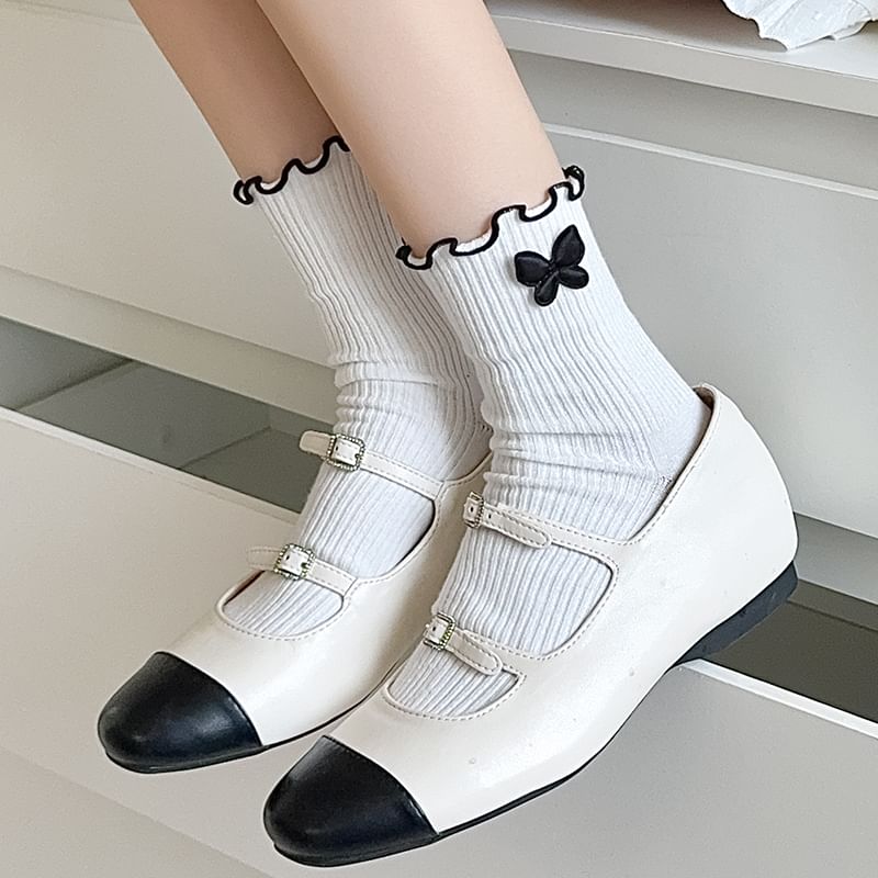 Ruffle Trim Bowknot Socks SpreePicky