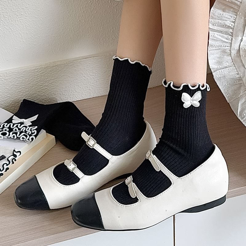 Ruffle Trim Bowknot Socks SpreePicky