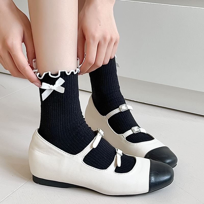 Ruffle Trim Bowknot Socks SpreePicky