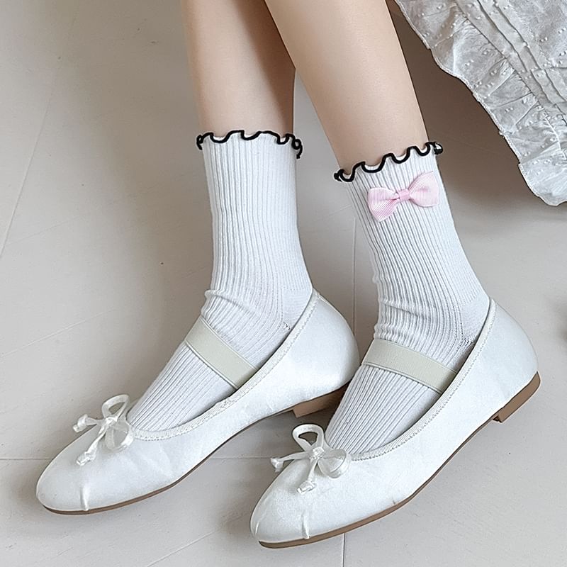 Ruffle Trim Bowknot Socks SpreePicky