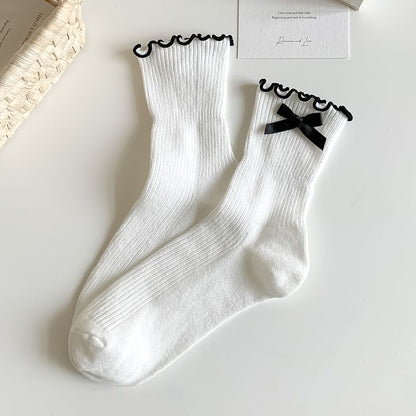 Ruffle Trim Bowknot Socks SpreePicky