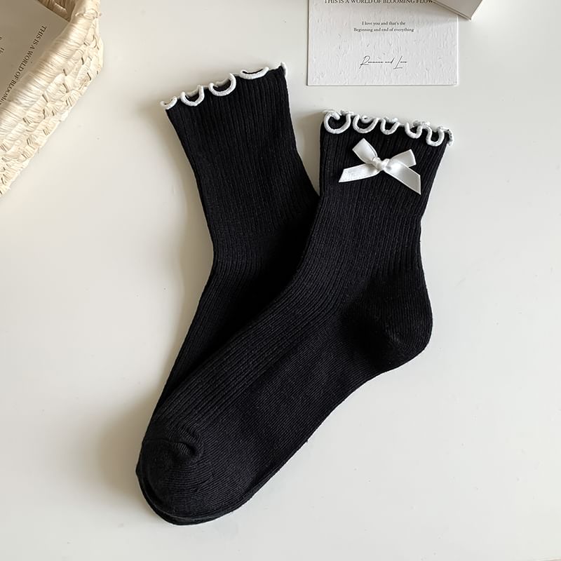 Ruffle Trim Bowknot Socks SpreePicky