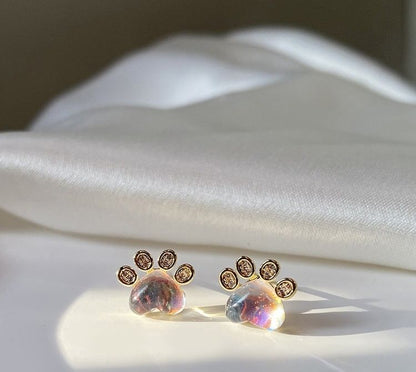 Paw Rhinestone Gemstone Ear Stud SpreePicky