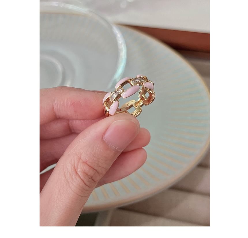 Floral / Rhinestone Chain Open Ring SpreePicky