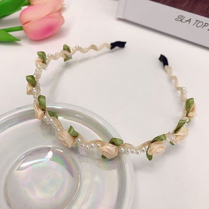 Faux Pearl Floral Headband SpreePicky