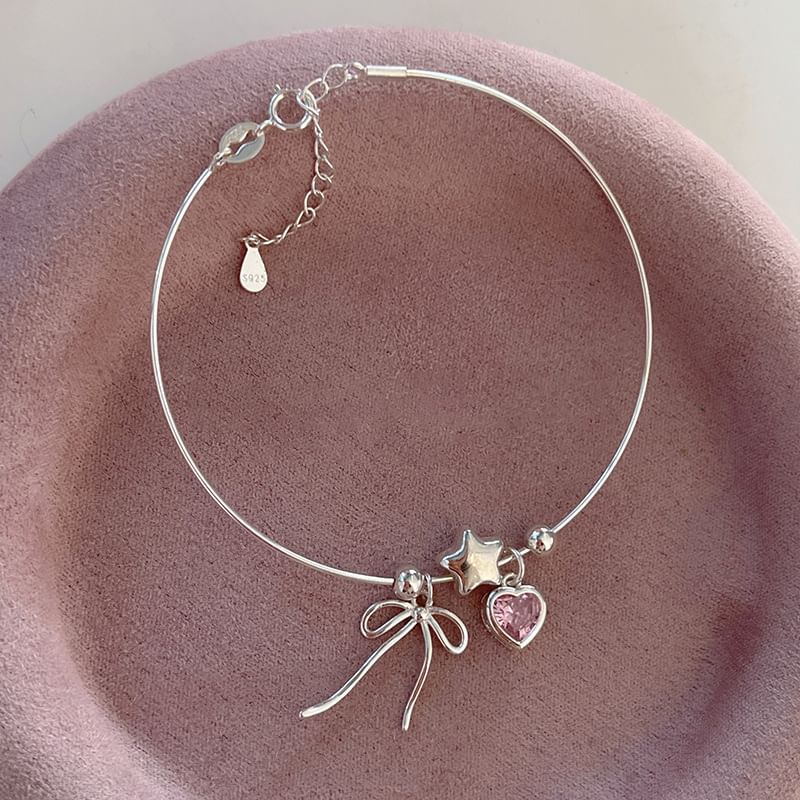 Bow Heart Pendant Alloy Necklace / Bracelet SpreePicky