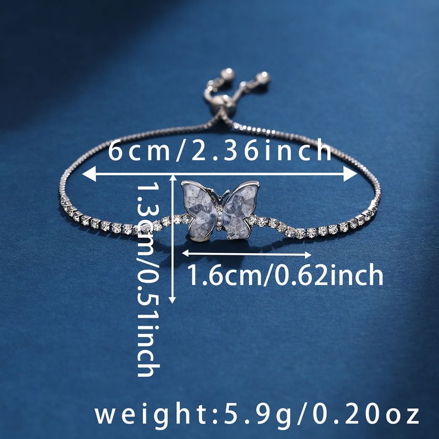 Butterfly Rhinestone Alloy Bracelet SpreePicky