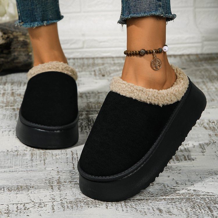 Fleece-Lined Platform Mules SpreePicky