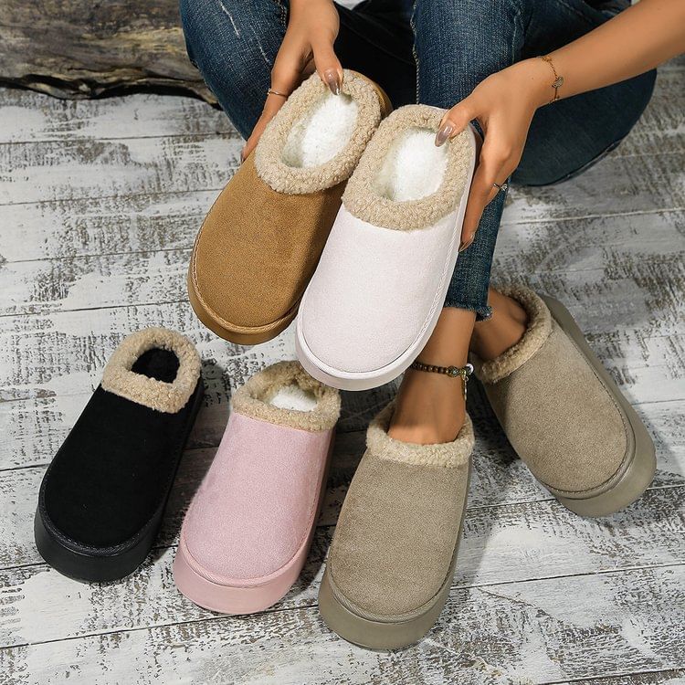 Fleece-Lined Platform Mules SpreePicky