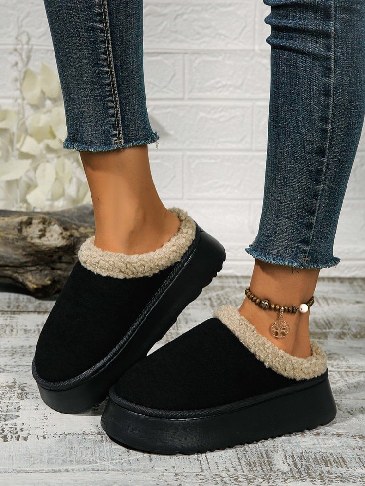 Fleece-Lined Platform Mules SpreePicky